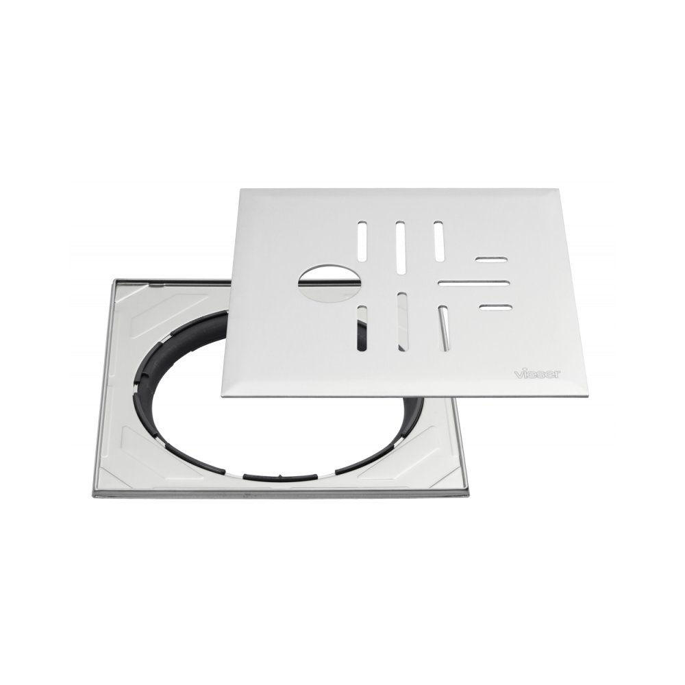 Vieser Classic+ grating with adjustable steel frame 197×197 Ø40