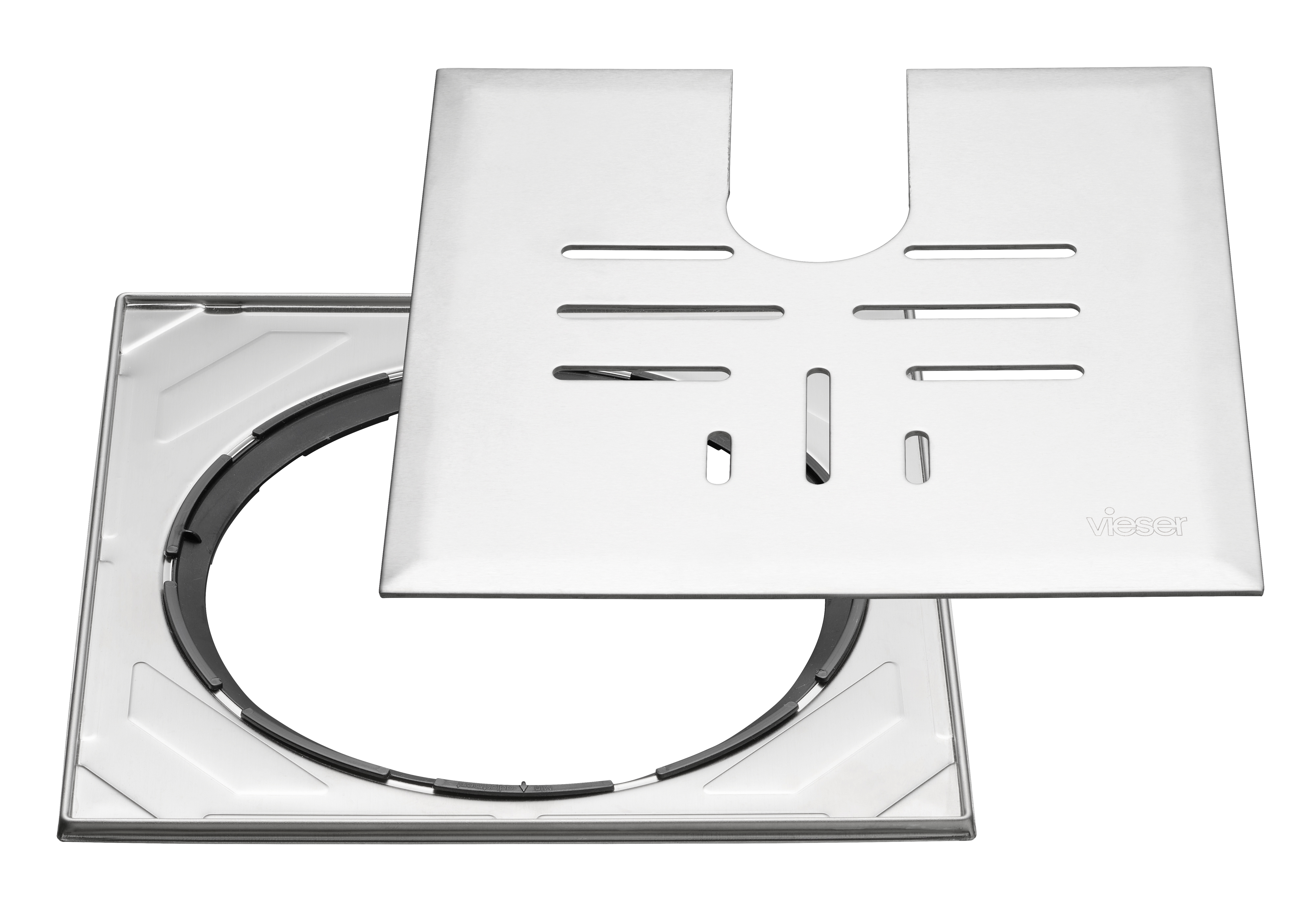 Vieser Classic+ grating with adjustable steel frame 197×197 U  throughhole